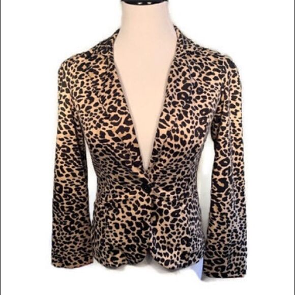 Bongo Leopard One Button Blazer Sz S - Picture 1 of 7